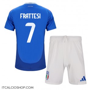 Italia Davide Frattesi #7 Prima Maglia Bambino Europei 2024 Manica Corta (+ Pantaloni corti)